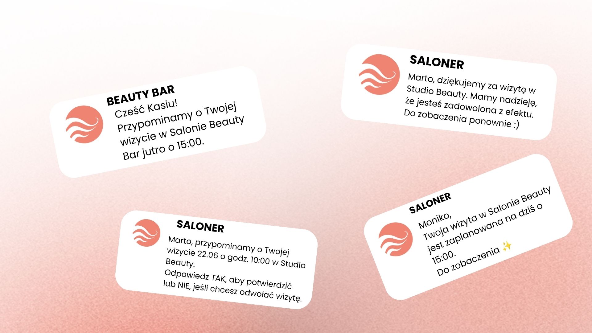 sms przypominający o wizycie - przykłady dla salonów beauty